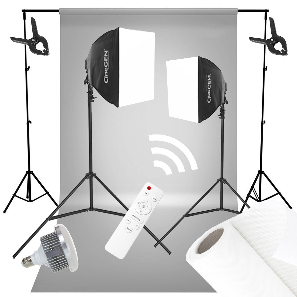 Fotografavimo fonas 5m rinkinys su softbox 40x40 stativu LED