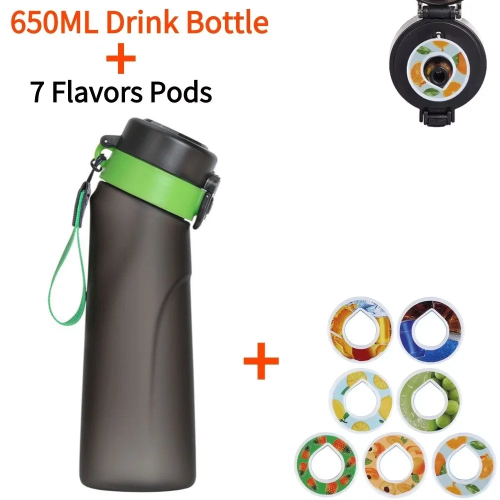 Air Water Up – skoninė gertuvė su 7 kvapų kapsulėmis (650 ml, matinė juoda)