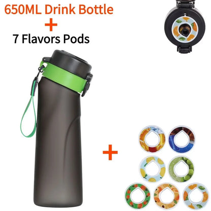 Air Water Up – skoninė gertuvė su 7 kvapų kapsulėmis (650 ml, matinė juoda)