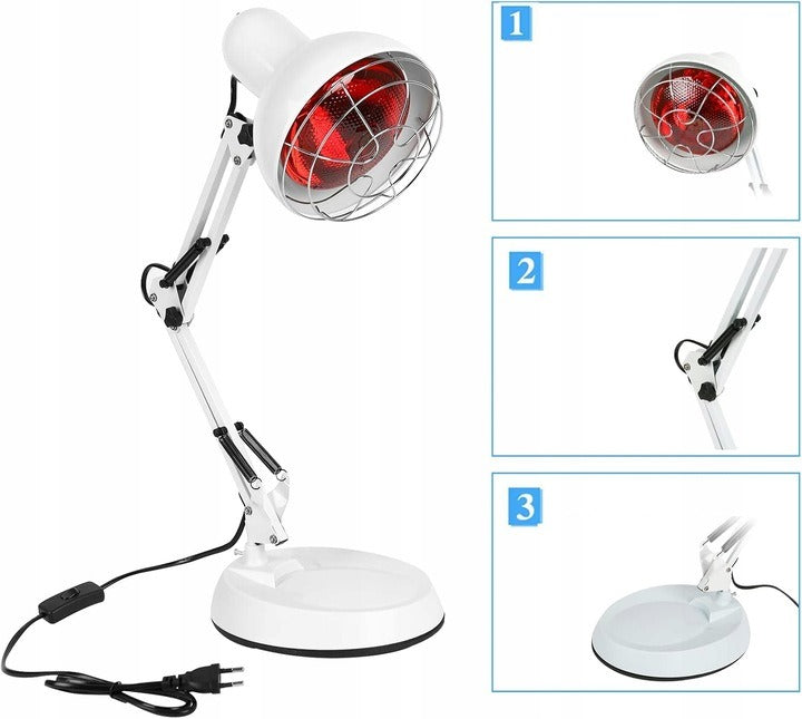 Infraraudonųjų spindulių terapinė lempa 150 W su reguliuojamu aukščiu