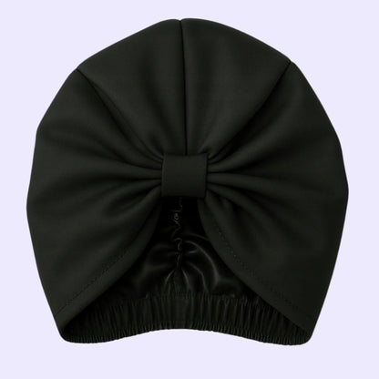 Šilkinė turbaninė plaukų kepuraitė iš 100 % natūralaus šilkmedžio šilko – juoda