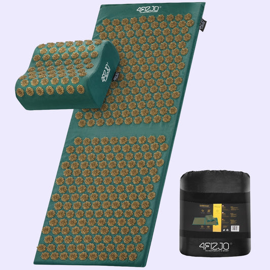 Akupresūrinis kilimėlis su masažiniais dygliais, stimuliuoja kraujotaką, su XL dydžio pagalve