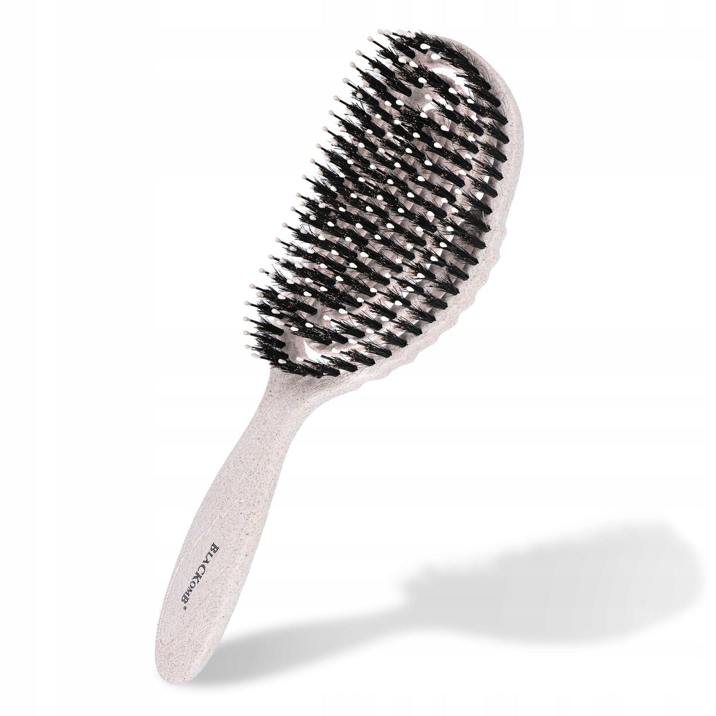 Plaukų šepetys su šerno šeriais, profiliuotas iššukavimui ir masažui