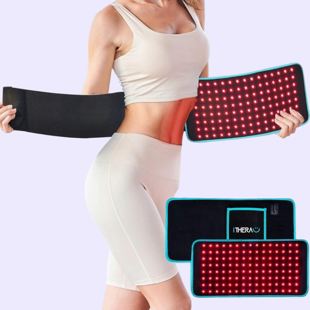 Infraraudonųjų spindulių terapinis diržas I-THERA-U su raudonos šviesos bangomis – skirtas skausmo malšinimui, kraujotakai ir gijimui.