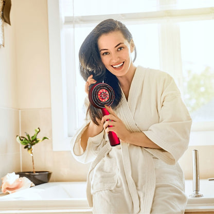 Regeneruojantis galvos odos masažinis šepetys šviesos terapijai plaukų augimui