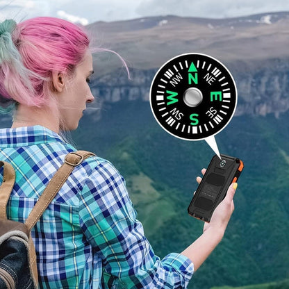 Powerbankas 30000 mah su saulės įkrovimu, žibintuvėliu ir kompasu