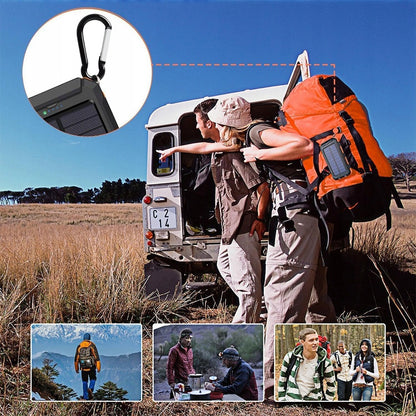 Powerbankas 30000 mah su saulės įkrovimu, žibintuvėliu ir kompasu