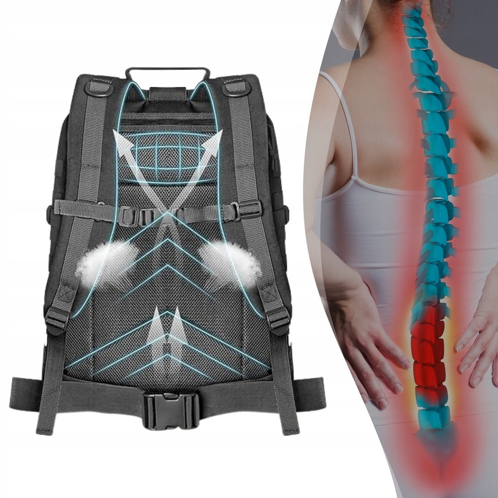 Karinė taktinė kuprinė turistams – 38 l talpa, atspari vandeniui