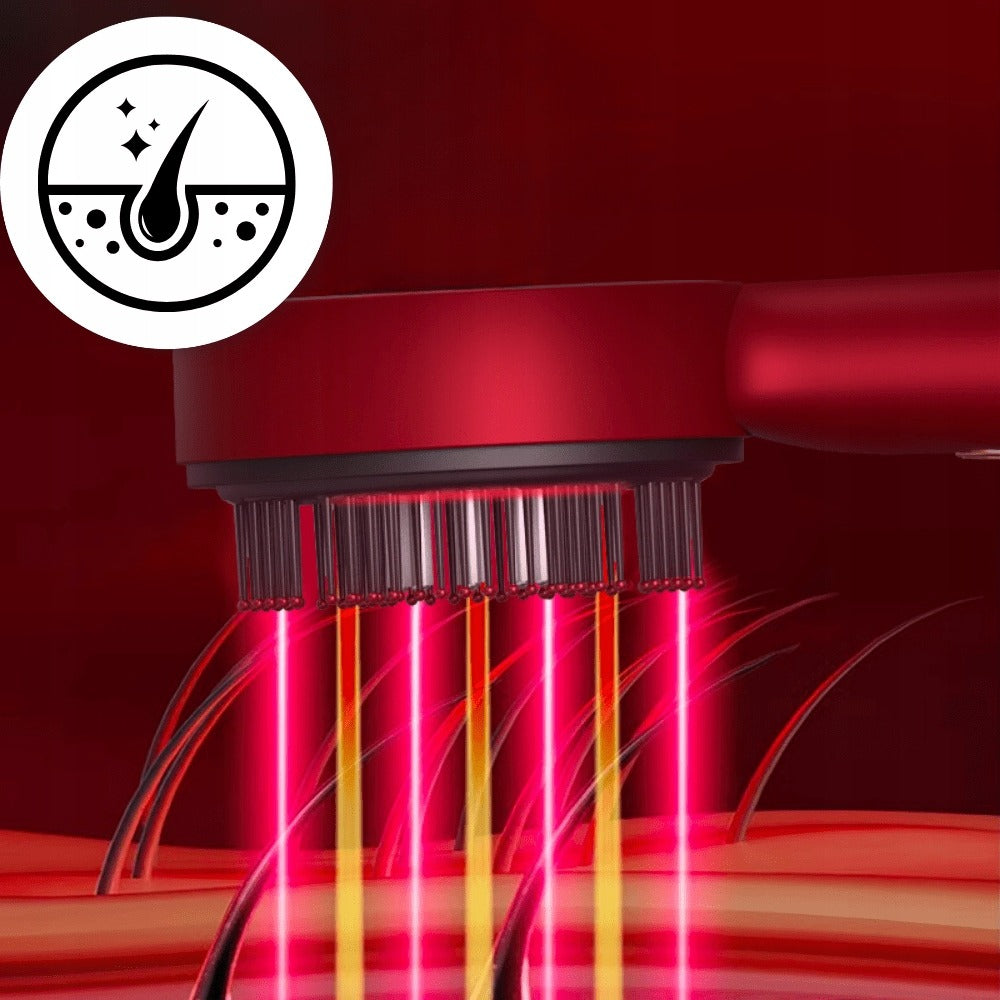 Regeneruojantis galvos odos masažinis šepetys šviesos terapijai plaukų augimui